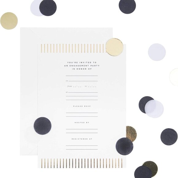 West Emory Estate Collection Gold Bar Engagement Party Invitation Kit + Confetti - Picture 1 of 3